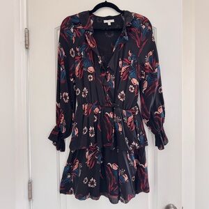 Joie Black Dress with Floral Patterns